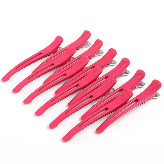 12 PCS Hair Clips for Styling Sectioning Hair Clips for Women Alligator Clips for Hair Duck Billed Hair Clips with Silicone Band No Crease Hair Clip for Hair Sectioning Makeup Hair Clips (ROSE)