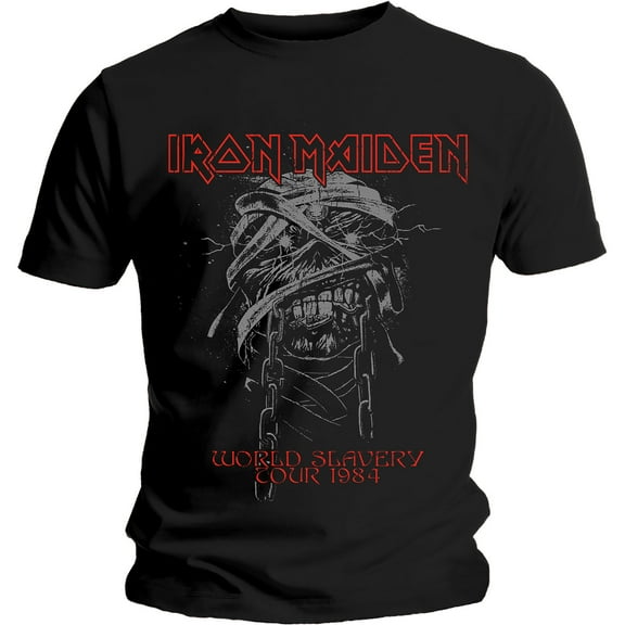 Iron Maiden Unisex T-Shirt World Slavery 1984 Tour (Small)