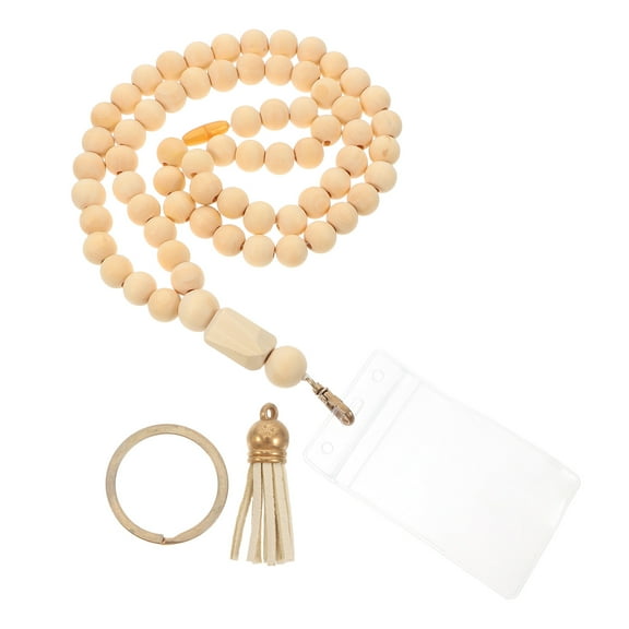 Raindrops 1 Set Of Teacher Lanyard Wooden Beads Necklace Id Badge Holder Necklace For Professionals Beaded Lanyard For Keys And Badges
