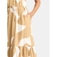 thumbnail image 3 of Time and Tru Women's Cotton Double Cloth Tiered Midi Dress, Sizes XS-XXXL, 3 of 4