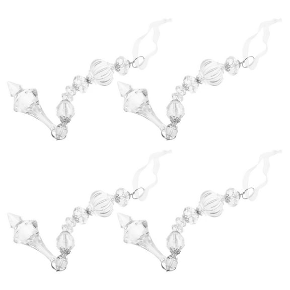 OUNONA Clear Acrylic Teardrop Ornaments for Christmas Tree Decor Transparent Hanging Crystals 4 pcs