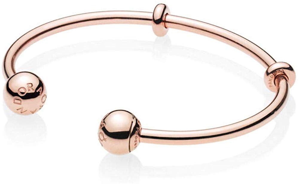 Pandora Open Bangle In Pandora Rose With Silicone Stoppers And