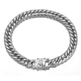 thumbnail image 3 of QQTDFG 9/11/13/16mm New Women Men Curb Cuban Link Chain Bracelet Stainless Steel Bangle-Silver-9mm-8 inches bracelet, 3 of 9