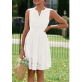 thumbnail image 4 of PRETTYGARDEN Women's Summer Dresses Sleeveless V Neck Eyelet Hollow Out Swing A Line Beach Vacation Sun Dress, 4 of 10
