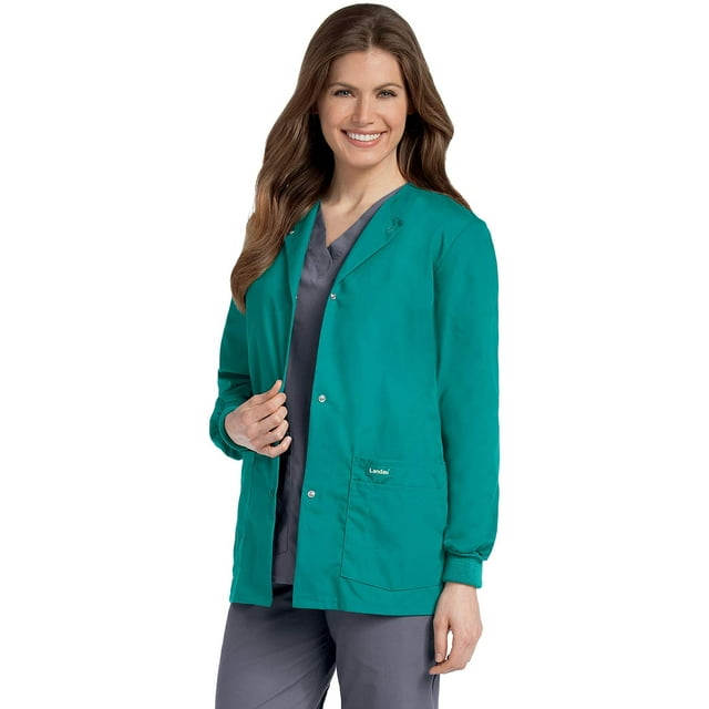 Landau Womens 4-Pocket, Classic Relaxed Fit Crew Neck Medical Scrub Top 7525