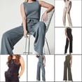 thumbnail image 3 of Sleeveless Solid-color Jumpsuit Washable High-stretch Fabric Clothes For Daily Work Party, 3 of 5