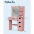 thumbnail image 3 of QinaQin 35-Inch Vanity Table with a Mirror and Lights, Featuring Four Storage Drawers, a Built-In Power Outlet and USB Port, and 3-Color Led Lighting, 3 of 7