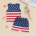 thumbnail image 5 of Douhoow Toddler Boy 4th of July Outfit 12M 18M 24M 3T 4T Kids Stars Stripes Sleeveless Tank Top Shorts 2Pcs Summer Set, 5 of 9