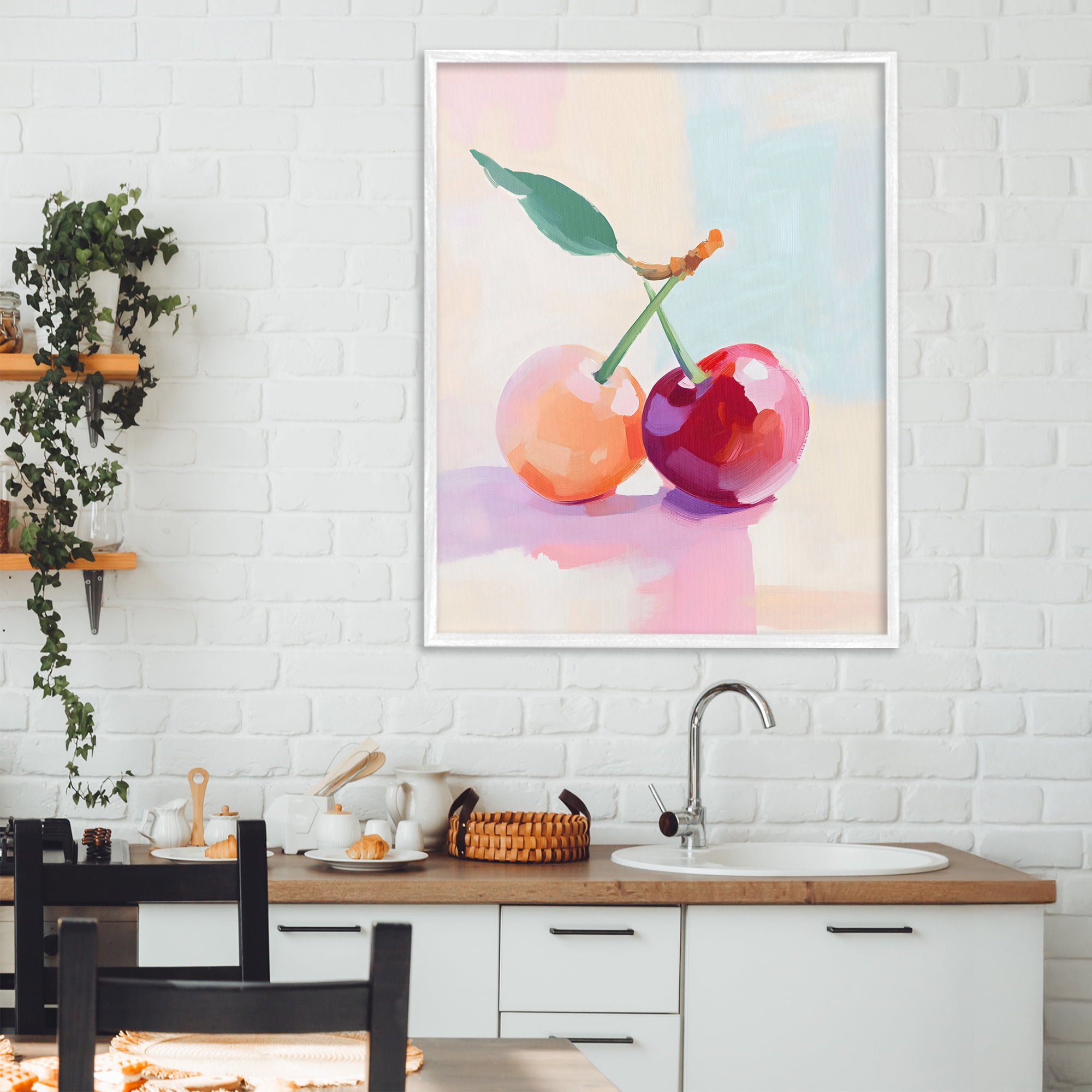 Stupell Industries Pastel Cherries Pair White Framed Giclee Art, design by The Prints Vibe