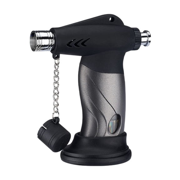 Refillable Butane Torch Lighter with Safe Lock, Electronic & Piezoelectric Ignition, Windproof Blue Flame for Cooking, Camping, BBQ, Indoor & Outdoor Use