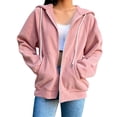 thumbnail image 4 of QATAINLAV Woman Corduroy Zip Up Hoodies Long Sleeve Oversized Sweatshirts Y2K Jacket with Pockets Going Out Outfits Pink M, 4 of 7