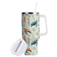 thumbnail image 2 of 40 oz Tumbler With Handle Stainless Steel Insulated Tumbler With Lid for Car Cup Holder Turtles Seahorses and Fish Pattern, 2 of 9