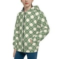 thumbnail image 2 of Naloa Daisy Plaid Green Teenage Zipper Hoodie, Long Sleeve Zip Up Hoodies Casual Jackets Tops for 7-12 Years-Small, 2 of 6