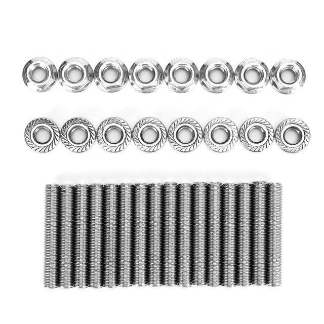 Rankomu Colectores M8 Espárrago de Escape N811313-S431, 16 Piezas Kit de Tuercas de espárrago de colector de Escape de Acero Inoxidable para 4.6 y 5.4 litros V8 2 Colectores