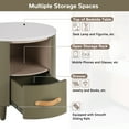 thumbnail image 5 of Contemporary & Modern Round Nightstand with Storage Drawer, Sofa End Table with Open Storage Shelf, Bedside Table with Curved Design for Living Room & Bedroom, Easy Assembly, Green, 5 of 10