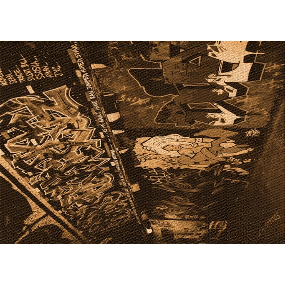 Ahgly Company Machine Washable Indoor Rectangle Transitional Black Brown Area Rugs, 2' x 5'