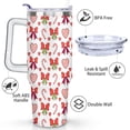 thumbnail image 3 of Merry Christmas 40 OZ Travel Mug with Handle Rust Resistant Tumbler Cup Bows, Cane Candy, Striped Hearts, Red, White Thermal Insulated Coffee Mug for Home Office Supplies Tumbler for Daughter Son, 3 of 6