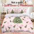 thumbnail image 3 of Yspwyqan Pink Christmas Tree Queen Size Comforter Set, 3 Piece Soft Bedding Set with 1 Comforter 2 Pillow Shams for Winter Holiday Girls Bedroom Decor, 3 of 7
