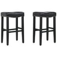 thumbnail image 2 of Westin Outdoor Yazan 29" Upholstered Counter Stool with Nail Head Trim (Set of 2), Black/Leather, 2 of 5