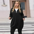 thumbnail image 5 of Moxiu Women Plus Size Zip Up Hoodies Jackets Fall Long Sleeve Tunic Sweatshirt Long Fleece Hoodie Jacket Outwear with Pockets 2025 Black,S, 5 of 9