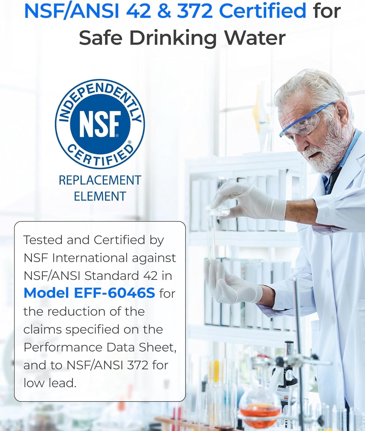 Waterdrop Refrigerator Water Filter, Replacement for LG® LT1000P®, LT1000PC, ADQ74793501, ADQ74793502, Kenmore 46-9980, 9980, LFXC24796S, LSFXC2496D, NSF Certified, 3 Packs