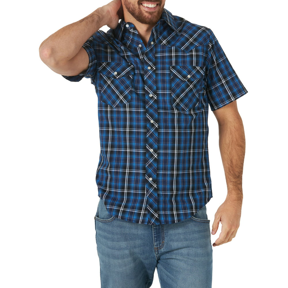 Wrangler - Wrangler Men's Western Short Sleeve Plaid Shirt - Walmart ...