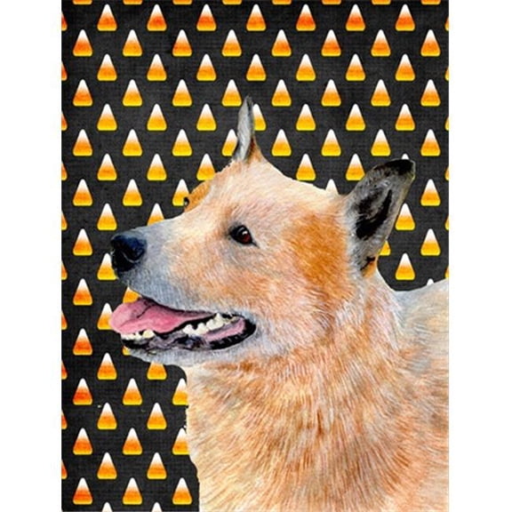 28 x 40 in. Australian Cattle Dog Candy Corn Halloween Portrait House Size Canvas Flag