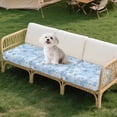 thumbnail image 3 of TSOVTHRID Blue Floral Patchwork Print Couch Cushion Cover for Dogs Sofa Cover with Elastic Straps Furniture Protector Couch Covers for 3 Cushion Couches, Machine Washable, 3 of 7