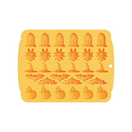 

Nitouy Halloween Baking Mould Reusable Washable Silicone DIY Chocolate Molds Soft Elastic Creative Kitchen Accessories (Yellow Halloween)