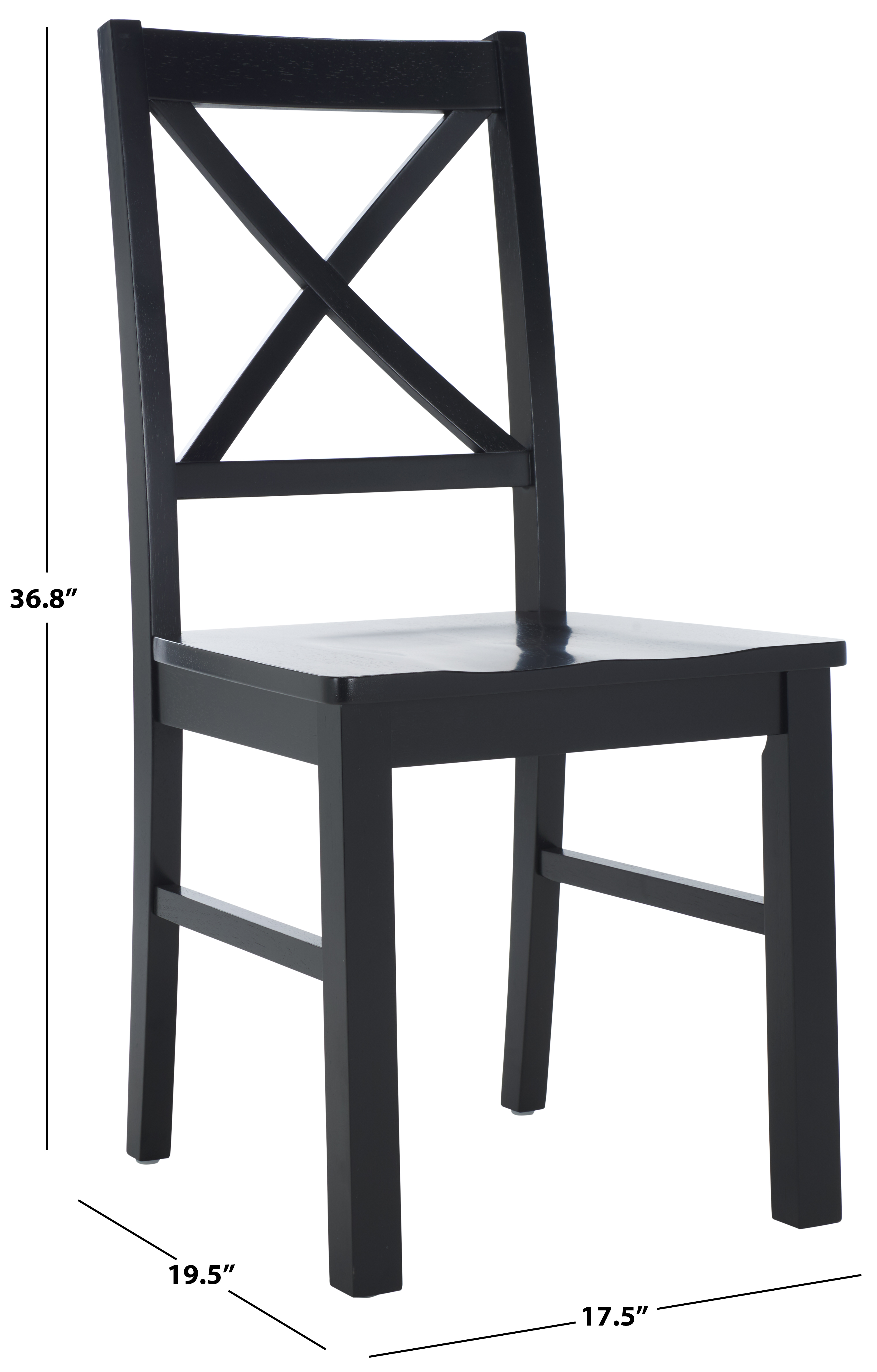 Safavieh Akash Traditional Rubberwood Dining Side Chairs, Black (Set of 2)