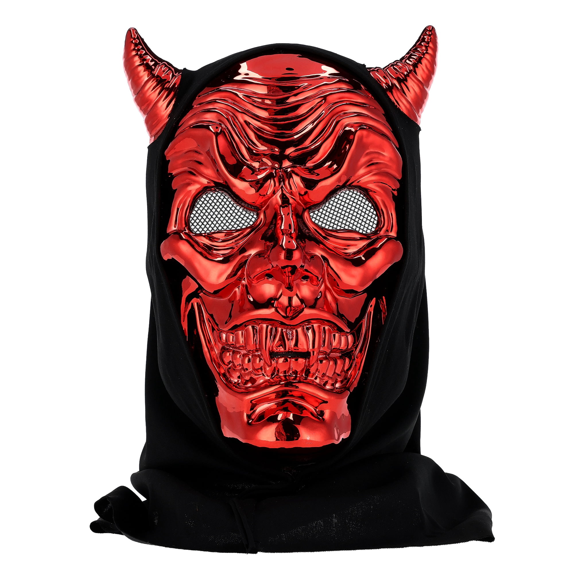 Metallic Devil Mask Costume Accessory for Adults, Red and Black, Halloween by Way To Celebrate