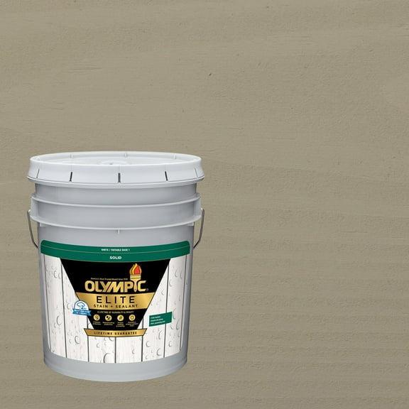 Olympic Elite 5 Gallons SC-1075 Silver Dollar Solid Advanced Exterior Stain and Sealer in One
