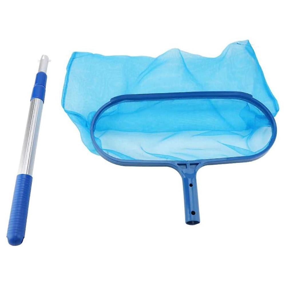 Pool telescopic leaf skimmer rake with adjustable pole and fine mesh ...