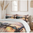 thumbnail image 6 of Ambesonne Landscape Duvet Cover Sets, Downtown City Skyline, 2-Queen, Teal Peach Grey, 6 of 7