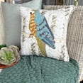 thumbnail image 4 of Pillow Cover, Green 22"x22" (55x55 cm) Throw Pillow Covers, Linen Macau Bird, Applique & Jute Embroidery Throw Pillows, Nature & Floral Pattern Contemporary - Macau Beauty, 4 of 11