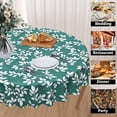 thumbnail image 3 of Summer Leaf Round Tablecloth 60 Inch Leaves Farmhouse Green Washable Wrinkle Stain-Resistant Table Cloth Polyester Table Cover for Kitchen Dinning Parties Holiday, 3 of 5