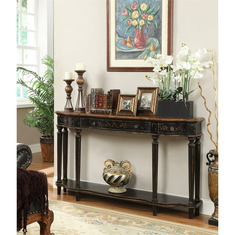 Coast to Coast Three Drawer Console Table Finish Enonville Texture Black
