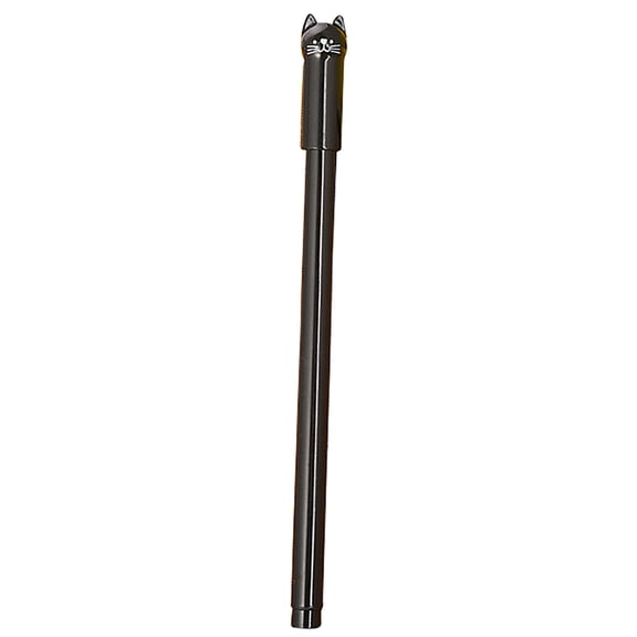Black Cat Cap Retractable Gel Pen, 1 Piece, Smooth Liquid Ink, Cute Design for Office and Daily Writing, Fine Point