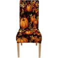 thumbnail image 2 of muroi Fall Chair Covers for Dining Room Set of 6 Pumpkin Leaves Spandex Stretch Autumn Dining Room Chair Cover Removable Washable Kitchen Parsons Chair Covers Seat Slipcovers, 2 of 6