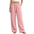 thumbnail image 3 of hlysgo Womens Wide Leg Palazzo Pants High Waisted Casual Lounge Pants 2026 Beach Vacation Outfits Trousers with Pockets Pink,2xL, 3 of 6