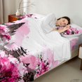 thumbnail image 4 of Manfei Watercolor Pagoda Queen Sheet Sets for Home, Cherry Blossom Bed Set for Office, Pink Black White 4 Pieces, 1 Flat Sheet, 1 Fitted Sheet and 2 Pillowcases, 4 of 6