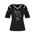 thumbnail image 3 of Gvmfive Women Tops Rhinestone Cold Shoulder T Shirt Short Sleeve Casual Tunic Blouse, 3 of 6