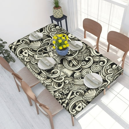 

Home Deluxe Tablecloth Flower Background (22) Waterproof Elastic Rim Edged Table Cover- For Christmas Parties And Picnics 4ft