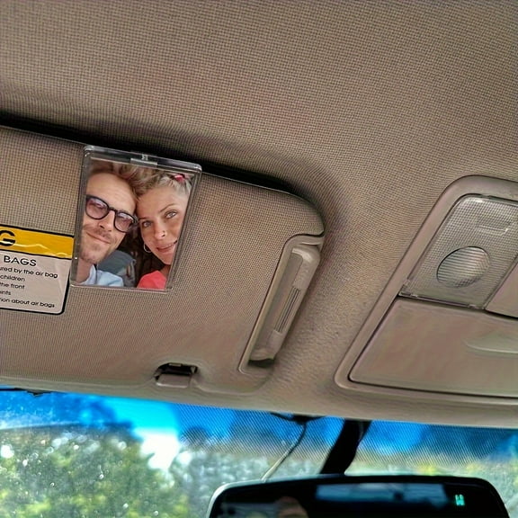 2-Pack Clear Magnetic Car Photo Holders – Acrylic Visor Frames for Family, Pet & Travel Photos, Scratch-Resistant, Easy Snap-On Installation, Personalized Car Interior Décor