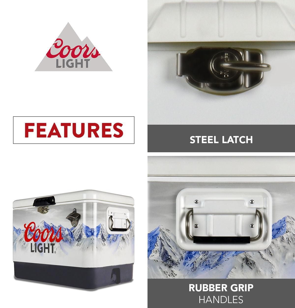 Coors Light 54-Quart Ice Chest Cooler with Bottle Opener, 51L