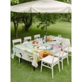 thumbnail image 5 of 60x120 Inch Outdoor Tablecloth with Umbrella Hole Zipper Rectangle Easter Rectangular Tablecloths Outside Waterproof Spring Watercolor Bunny Eggs Tulip Wooden Grain Teal Patio Table Cover for Picnic, 5 of 8