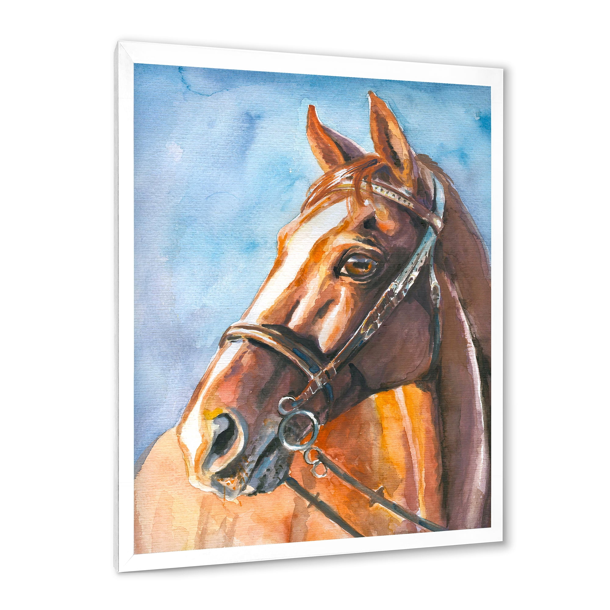 Designart 'Close Up Portrait of A Brown Horse' Farmhouse Framed Art Print