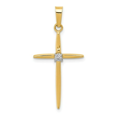 14k Yellow Gold Diamond Polished Passion Cross Pendant