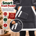 thumbnail image 4 of LuckyApr Wearable Blanket,Hoodie Blanket Oversized Sherpa Blanket for Adult(Dark Gray), 4 of 8
