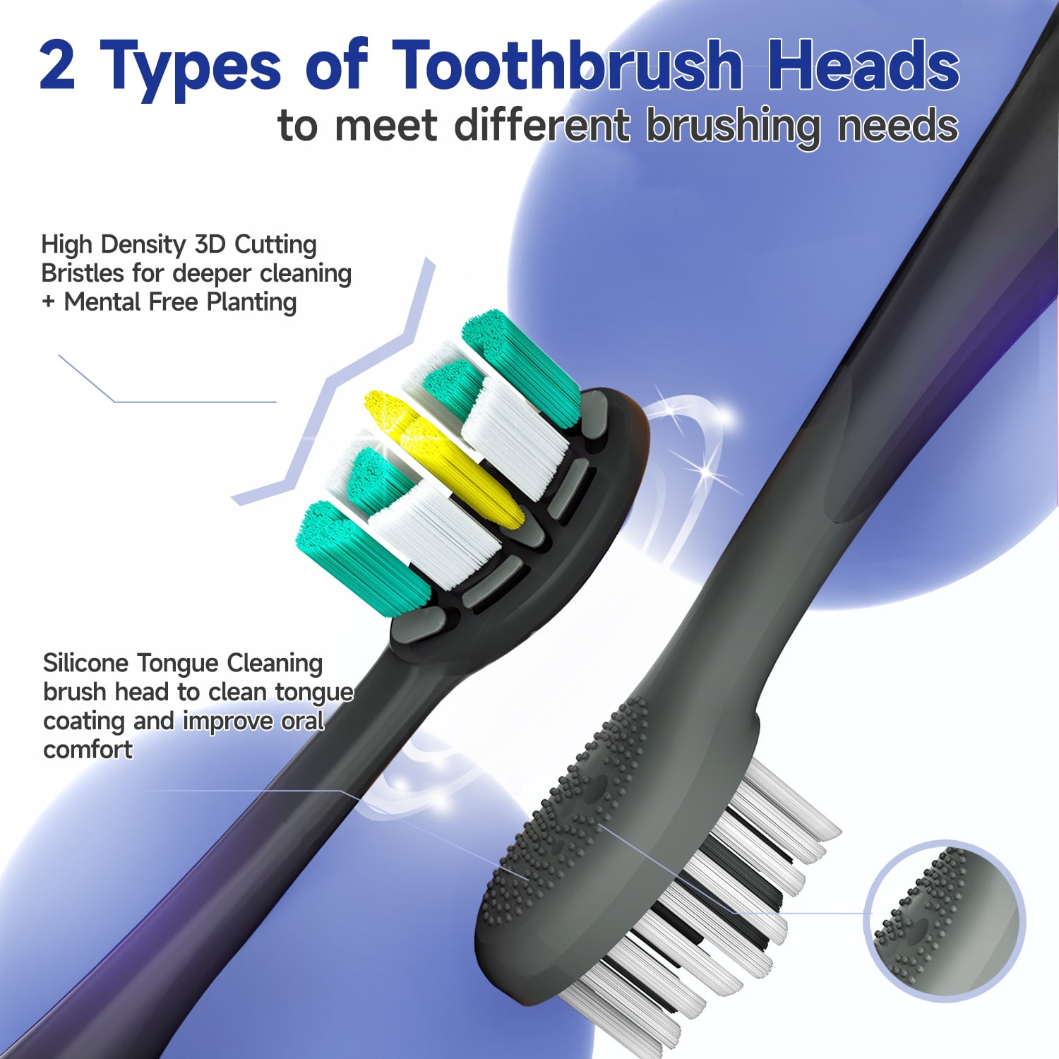 Seago Electric Toothbrush for Adult,Seamless Design,8 Brush Heads,Travel Case and Hold,Black SG2752